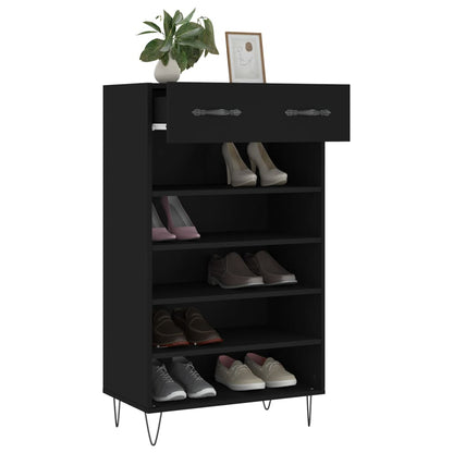 Schoenenkast 60x35x105 cm bewerkt hout zwart