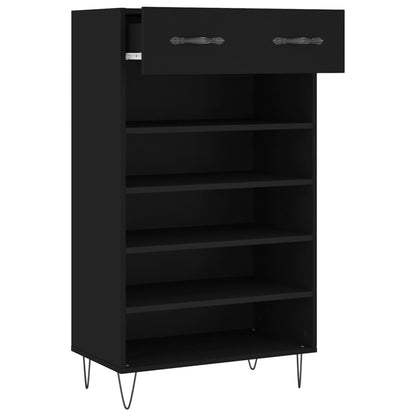 Schoenenkast 60x35x105 cm bewerkt hout zwart