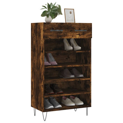 Schoenenkast 60x35x105 cm bewerkt hout gerookt eikenkleurig