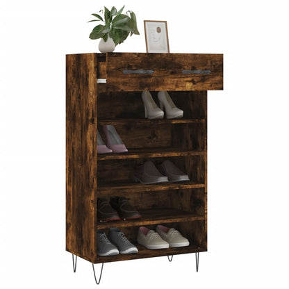 Schoenenkast 60x35x105 cm bewerkt hout gerookt eikenkleurig
