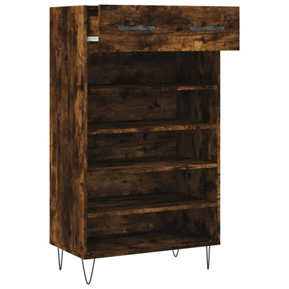 Schoenenkast 60x35x105 cm bewerkt hout gerookt eikenkleurig