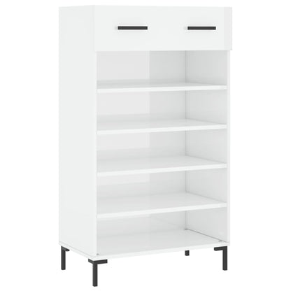 Schoenenkast 60x35x105 cm bewerkt hout hoogglans wit