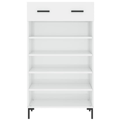 Schoenenkast 60x35x105 cm bewerkt hout hoogglans wit