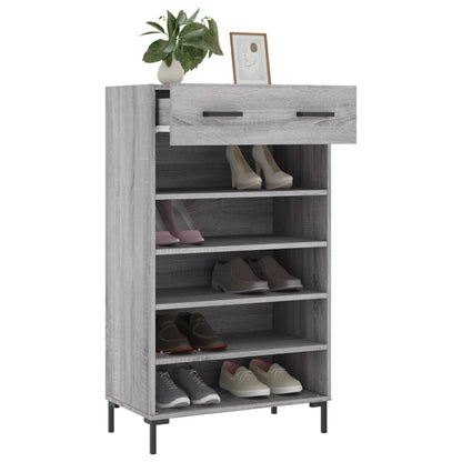Schoenenkast 60x35x105 cm bewerkt hout grijs sonoma eikenkleur