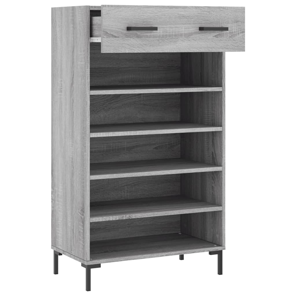 Schoenenkast 60x35x105 cm bewerkt hout grijs sonoma eikenkleur