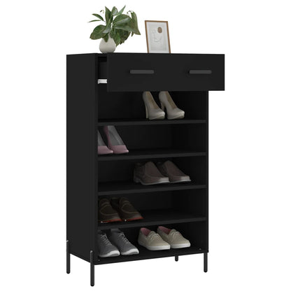 Schoenenkast 60x35x105 cm bewerkt hout zwart