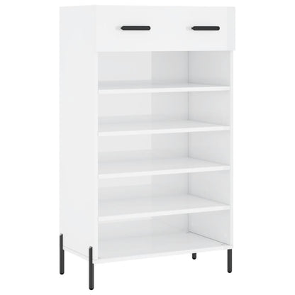 Schoenenkast 60x35x105 cm bewerkt hout hoogglans wit