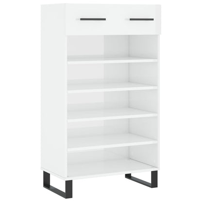 Schoenenkast 60x35x105 cm bewerkt hout hoogglans wit