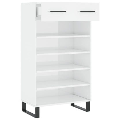 Schoenenkast 60x35x105 cm bewerkt hout hoogglans wit