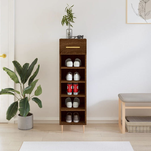 Schoenenkast 30x35x105 cm bewerkt hout bruin eikenkleur