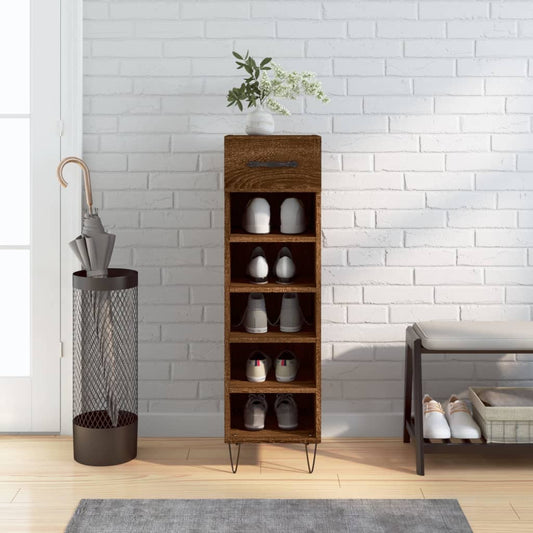 Schoenenkast 30x35x105 cm bewerkt hout bruin eikenkleur