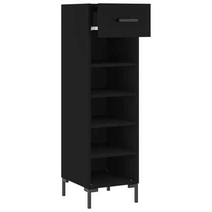 Schoenenkast 30x35x105 cm bewerkt hout zwart