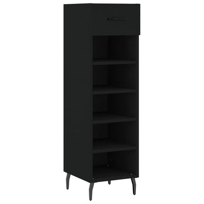 Schoenenkast 30x35x105 cm bewerkt hout zwart