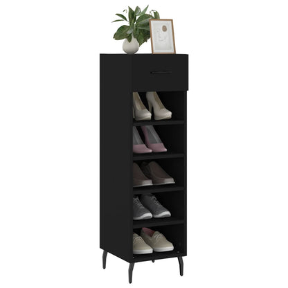 Schoenenkast 30x35x105 cm bewerkt hout zwart