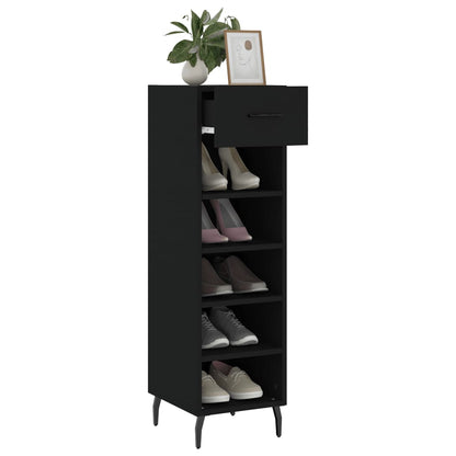 Schoenenkast 30x35x105 cm bewerkt hout zwart