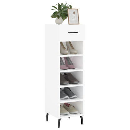 Schoenenkast 30x35x105 cm bewerkt hout hoogglans wit