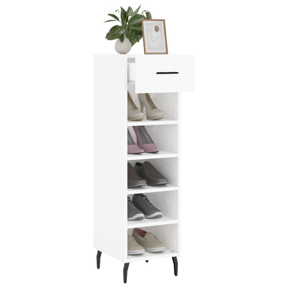 Schoenenkast 30x35x105 cm bewerkt hout hoogglans wit