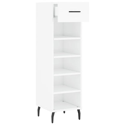 Schoenenkast 30x35x105 cm bewerkt hout hoogglans wit