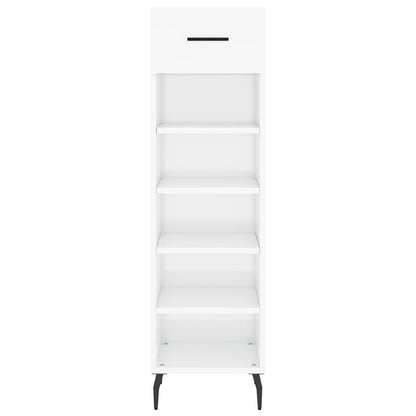 Schoenenkast 30x35x105 cm bewerkt hout hoogglans wit