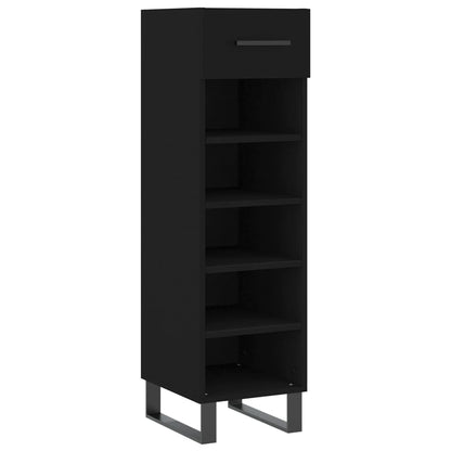 Schoenenkast 30x35x105 cm bewerkt hout zwart