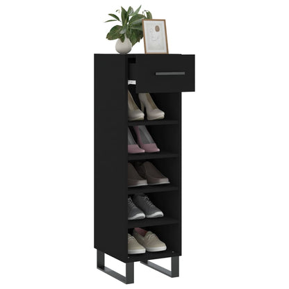 Schoenenkast 30x35x105 cm bewerkt hout zwart