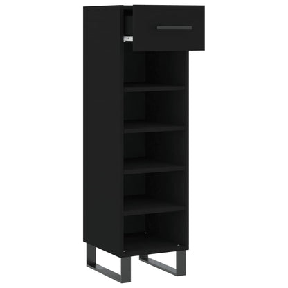 Schoenenkast 30x35x105 cm bewerkt hout zwart