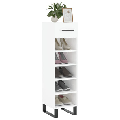 Schoenenkast 30x35x105 cm bewerkt hout hoogglans wit