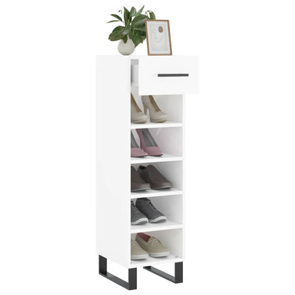 Schoenenkast 30x35x105 cm bewerkt hout hoogglans wit