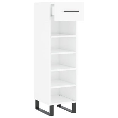 Schoenenkast 30x35x105 cm bewerkt hout hoogglans wit
