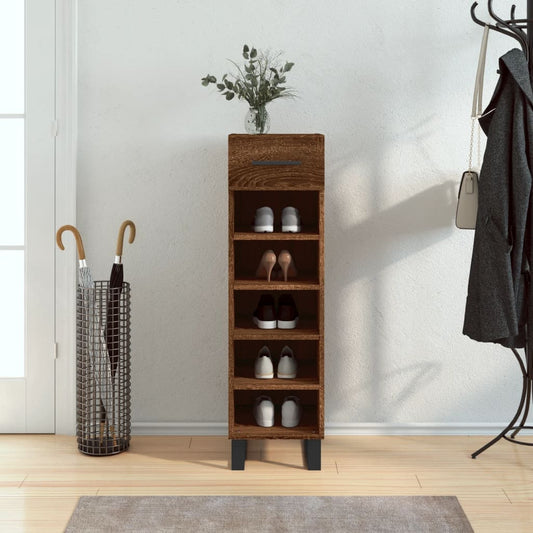 Schoenenkast 30x35x105 cm bewerkt hout bruin eikenkleur