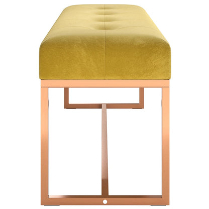 Bankje 110x36x45 cm fluweel mosterdgeel