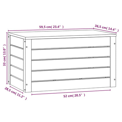 Opbergbox wit 59,5x36,5x33 cm massief grenenhout