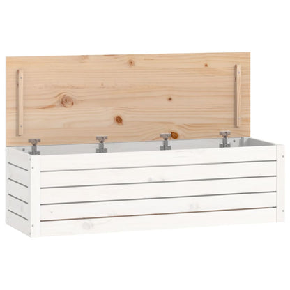 Opbergbox wit 109x36,5x33 cm massief grenenhout