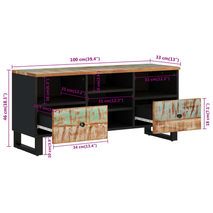 Tv-meubel 100x33x46 cm massief hout gerecycled en bewerkt hout