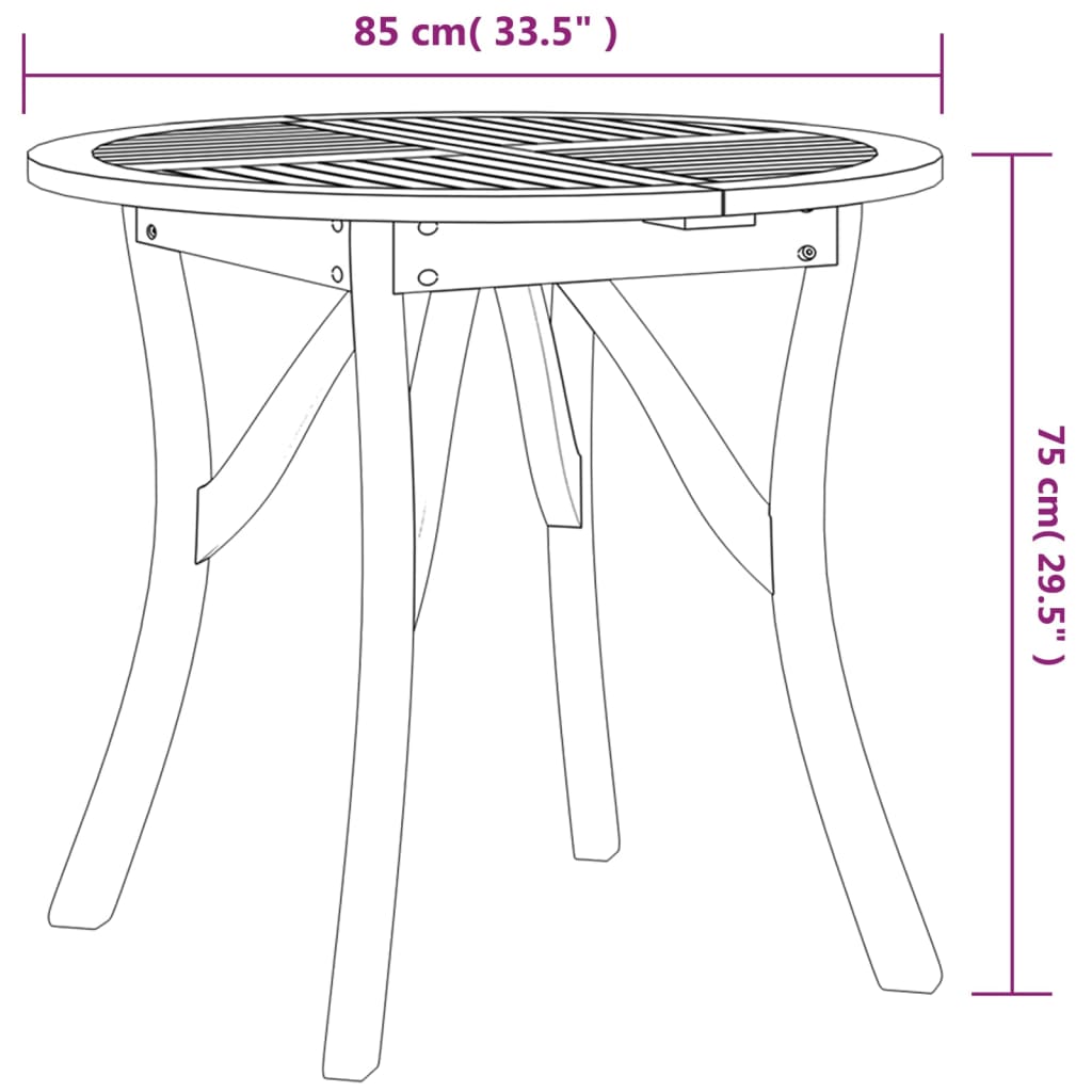 Tuintafel Ø 85 cm massief acaciahout