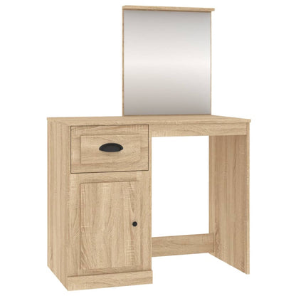 Kaptafel met spiegel 90x50x132,5 cm bewerkt hout sonoma eiken