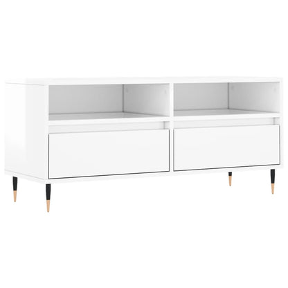 Tv-meubel 100x34,5x44,5 cm bewerkt hout hoogglans wit