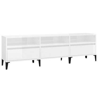 Tv-meubel 150x30x44,5 cm bewerkt hout hoogglans wit