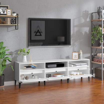 Tv-meubel 150x30x44,5 cm bewerkt hout hoogglans wit