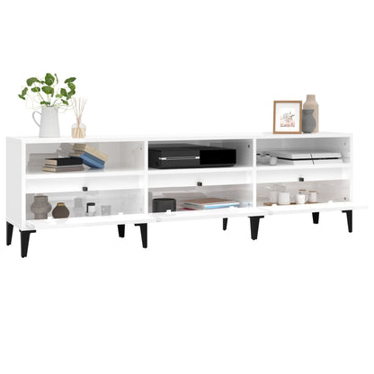 Tv-meubel 150x30x44,5 cm bewerkt hout hoogglans wit