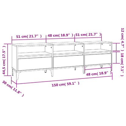Tv-meubel 150x30x44,5 cm bewerkt hout hoogglans wit