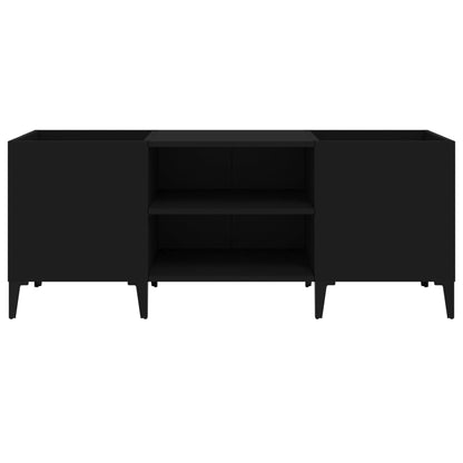 Platenkast 121x38x48 cm bewerkt hout zwart