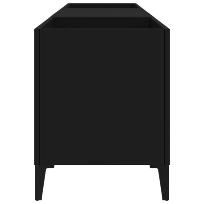 Platenkast 121x38x48 cm bewerkt hout zwart