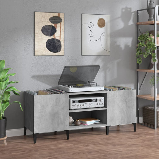 Platenkast 121x38x48 cm bewerkt hout betongrijs