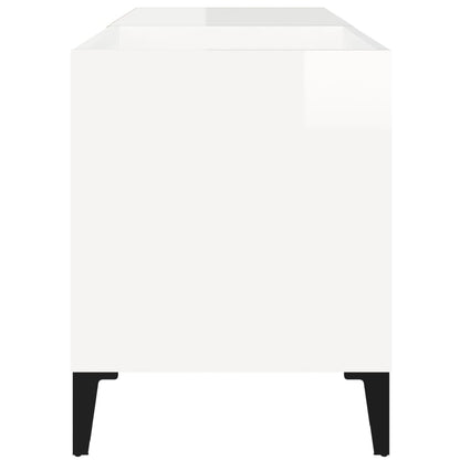 Platenkast 84,5x38x48 cm bewerkt hout hoogglans wit