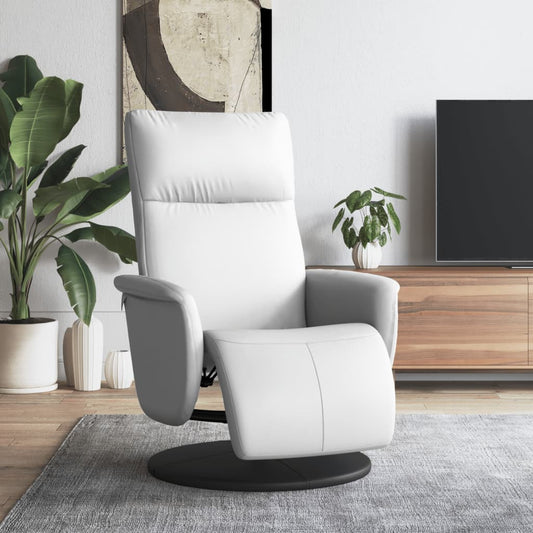 Fauteuil verstelbaar met voetensteun kunstleer wit