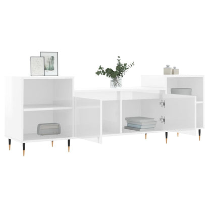 Tv-meubel 160x35x55 cm bewerkt hout hoogglans wit