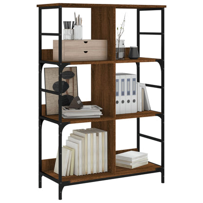 Boekenrek 78,5x33x117,5 cm bewerkt hout bruin eikenkleur