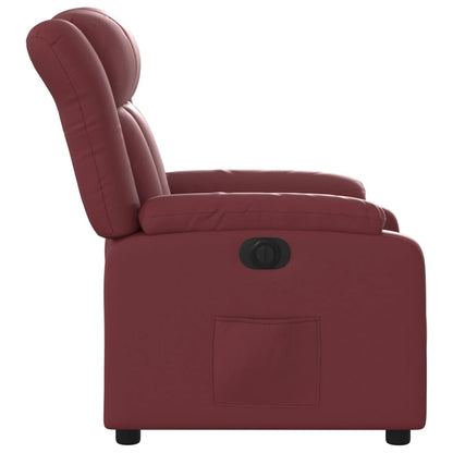 Fauteuil verstelbaar elektrisch kunstleer wijnrood