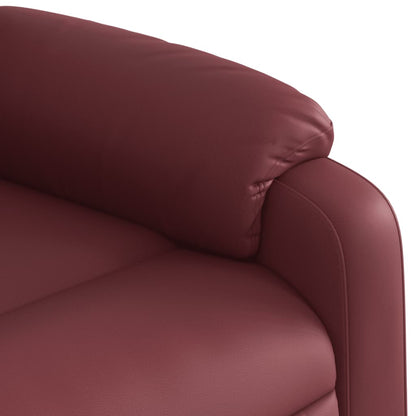 Fauteuil verstelbaar elektrisch kunstleer wijnrood
